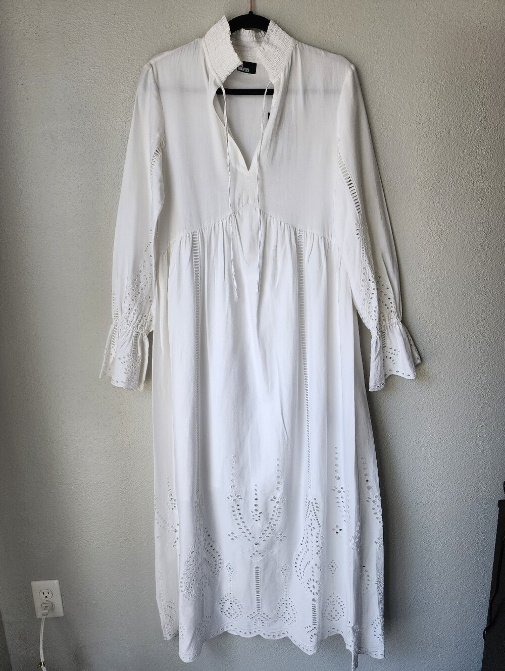 The Kooples Broderie Anglaise Eyelet Embroidered Cotton Maxi Size 1 Small White - Picture 2 of 16